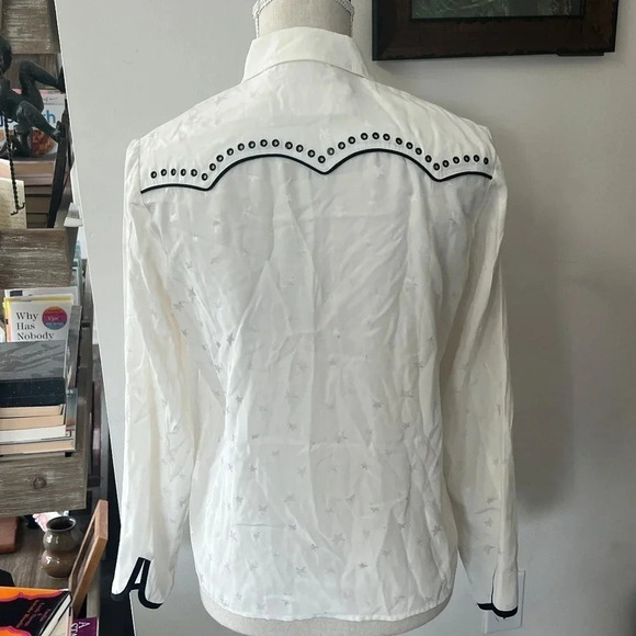 ZADIG & VOLTAIRE White Grommet Star Blouse S - Picture 3 of 6